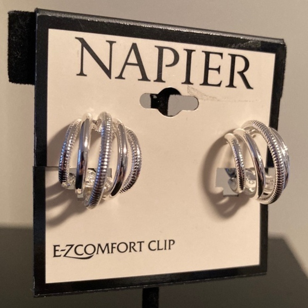 Napier Silver-Tone Spiral Clip Earrings
